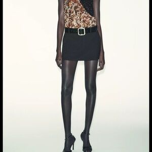 Zara Black low rise skort with Belt